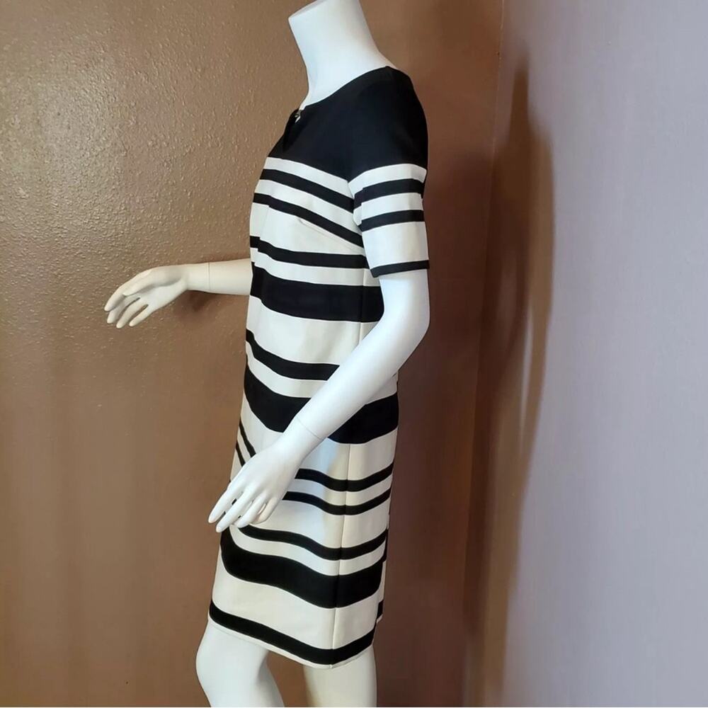 WHITE HOUSE BLACK MARKET ecru & black stripe shift dress size 4 Easter Sunday - Picture 5 of 13